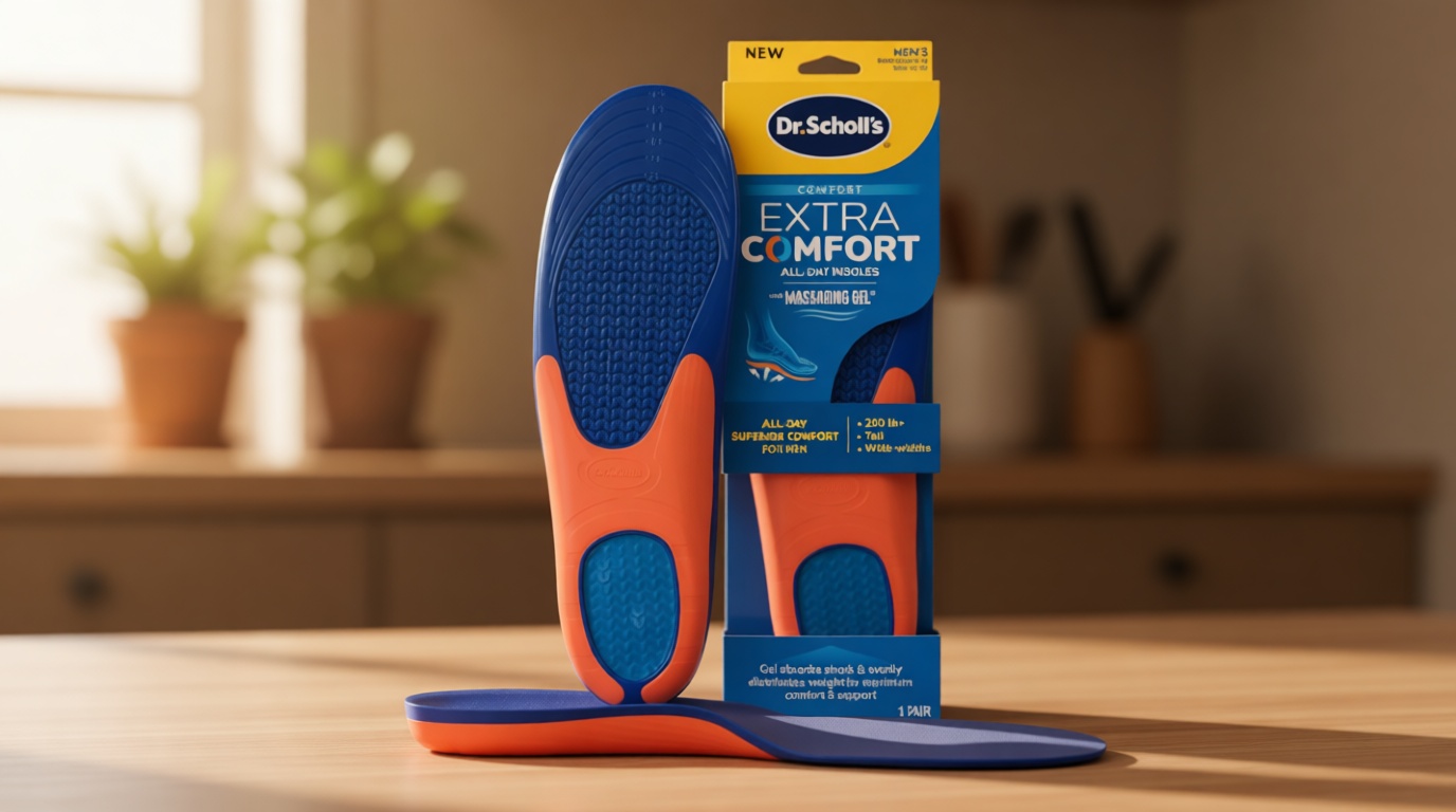 Dr. Scholl's Extra Comfort Support Insoles Men, Size 8-14, 1 Pair: All-Day Comfort Shoe Inserts with Massaging Gel for Big & Tall Men, 200lbs+, Wide Feet - Arch Support Inserts for Men, Trim to Fit