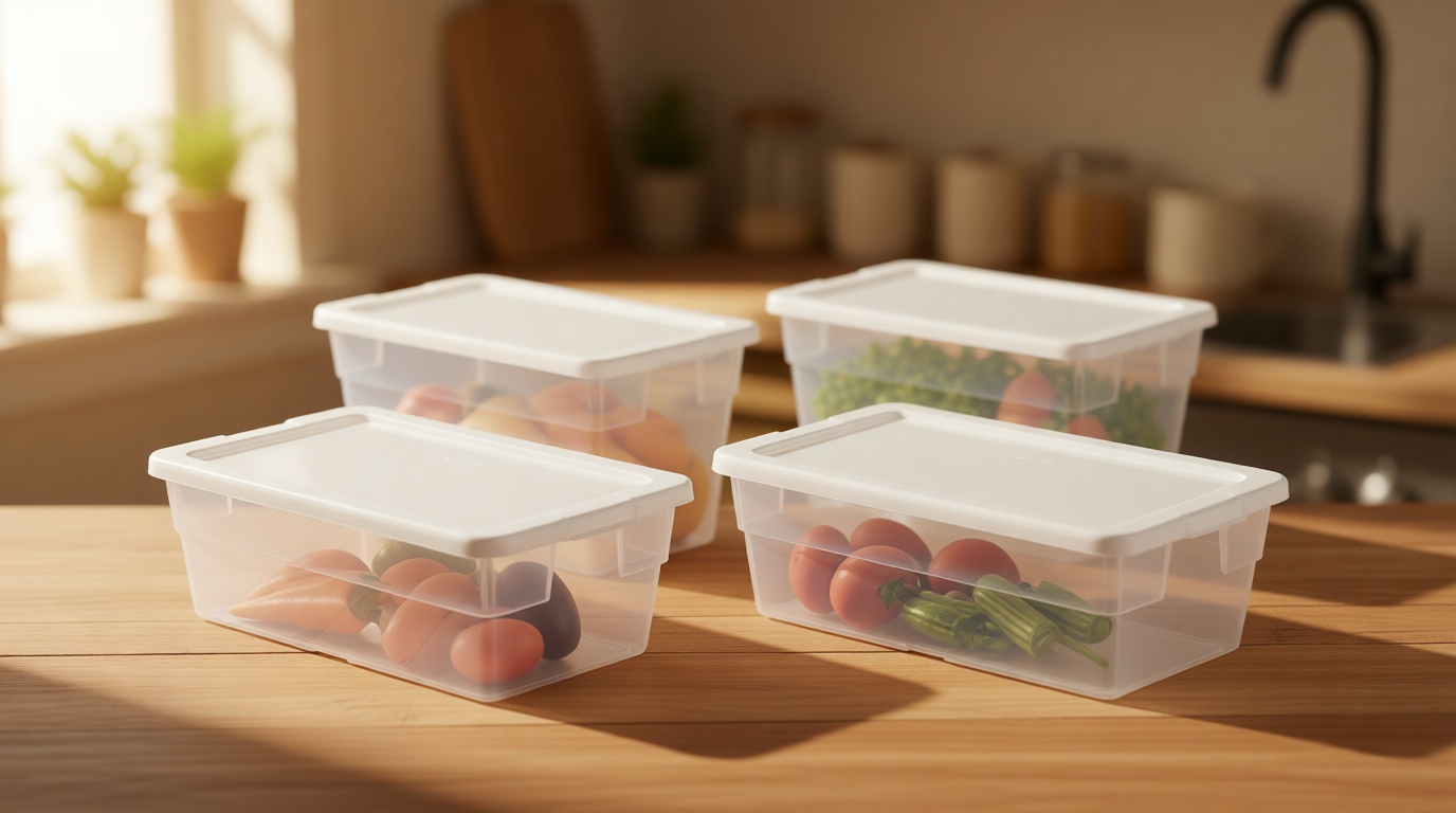 Sterilite Storage Box 13.5" X 8.3" X 4.8", 6 Qt. Clear - Pack of 4