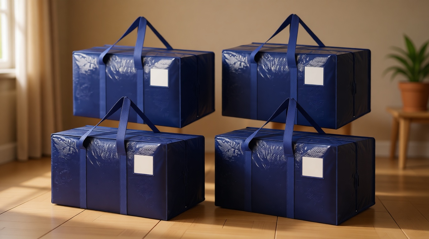 6 Pack Extra Heavy Duty Large Moving Bags with Strong Zipper & Comfortable Handles, Sturdy & Durable Clothes Storage Bags Totes Bins, Blue Packing Moving Boxes for College Supplies, Dark Blue