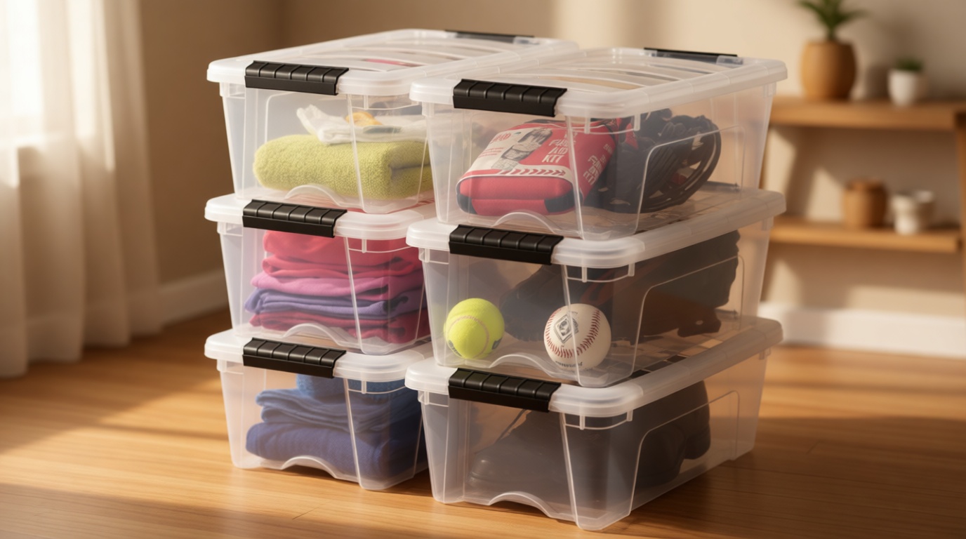 IRIS USA 13 QT Plastic Storage Box with Lid and Latches - 6 Pack - BPA-Free, See-Through Organizing Solution, Durable Nestable Stackable Containers, Secure Pull Handle - Clear