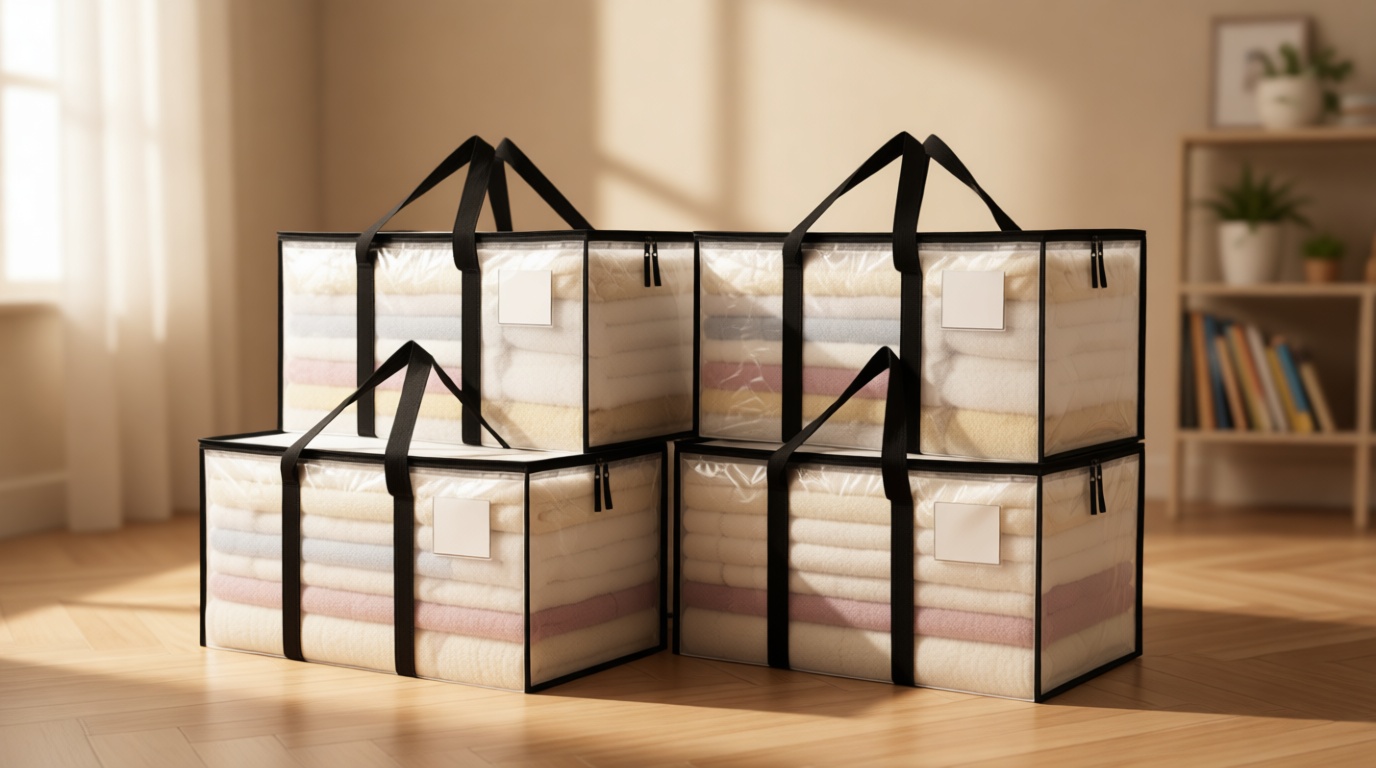 8 Pack Extra Large Heavy Duty Moving Bags, Clear Storage Bins with Lids, Reinforced Handles & Heavy-Duty Zippers Moving Boxes Storage Bags Totes for Clothes Packing, Dorms, College Supplies, Clear