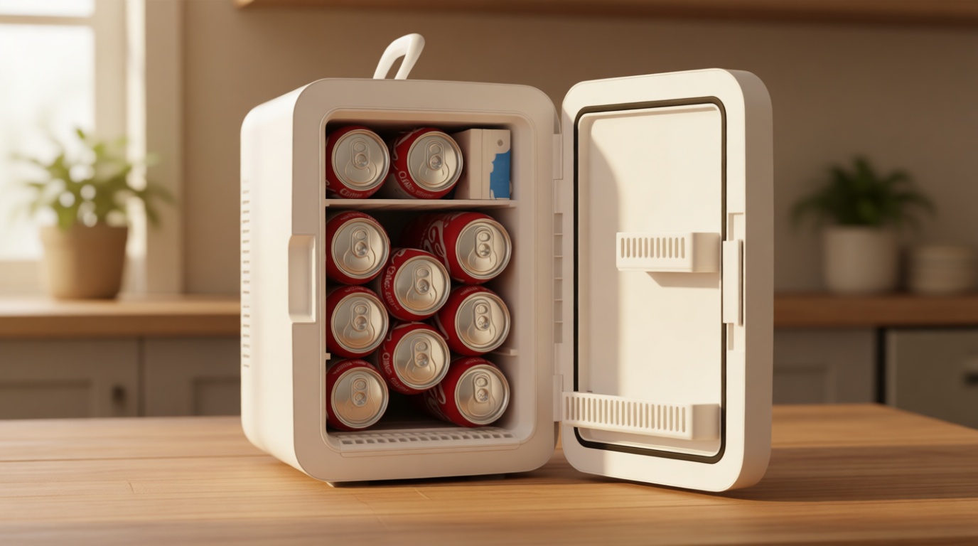 Antarctic Star Compact Mini Fridge, 10L Portable Small Refrigerator, 2.6 Gal Mini Fridge with AC/DC Adapters, Small Cosmetics Cooler for Beverage, Food, Makeup, Bedroom, Office, Dorm, White