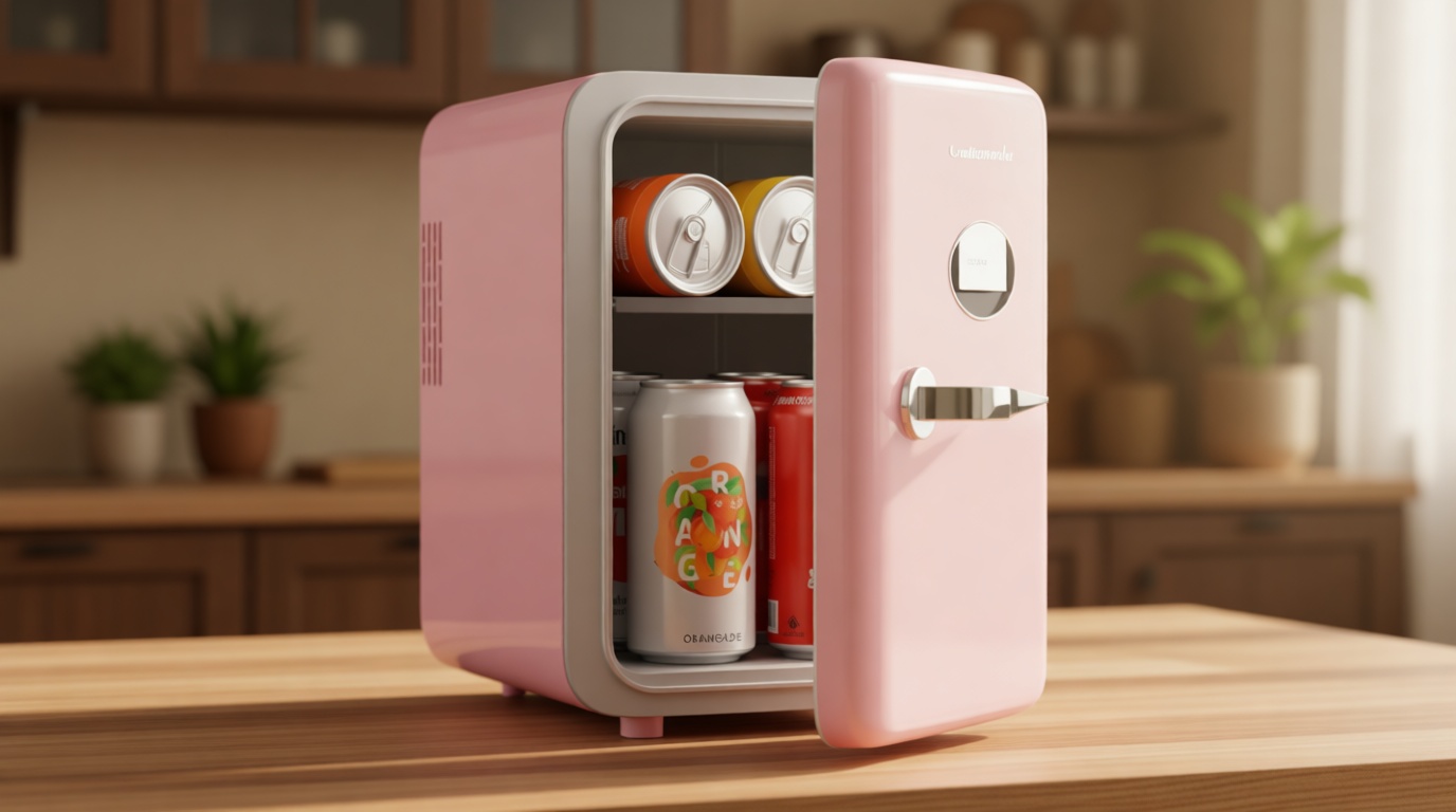 CUTIEWORLD Skincare Fridge - 4L Makeup Fridge for Refrigerating Makeup, Skincare and Food, Mini Fridge for Bedroom, Office and Car, Cooler and Warmer, Beverage Cooler, Leather Pink