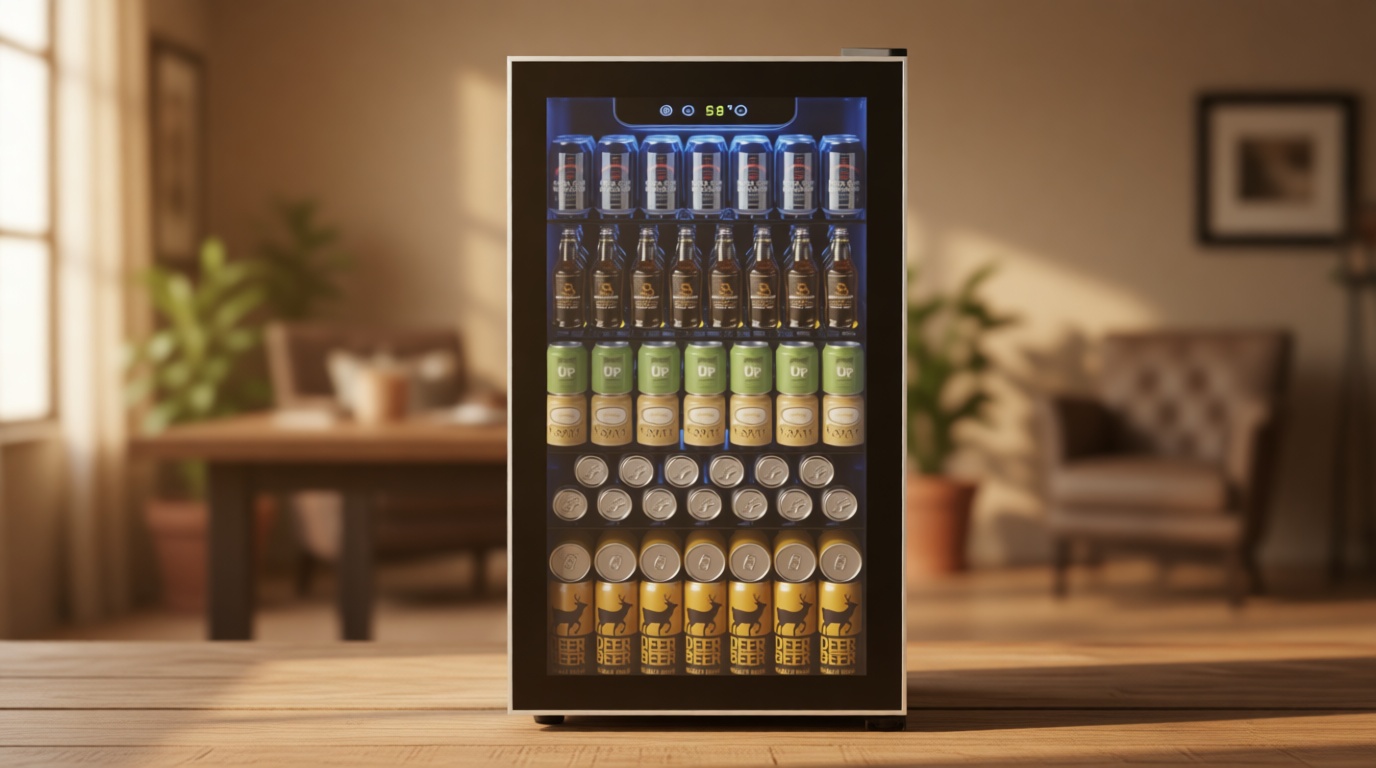 Electactic Mini Fridge 130 Can Beverage Refrigerator Cooler, 3.2 Cu.Ft Drink Fridge for Soda Wine Beer, Adjustable Temperature Control for Home Office, Black