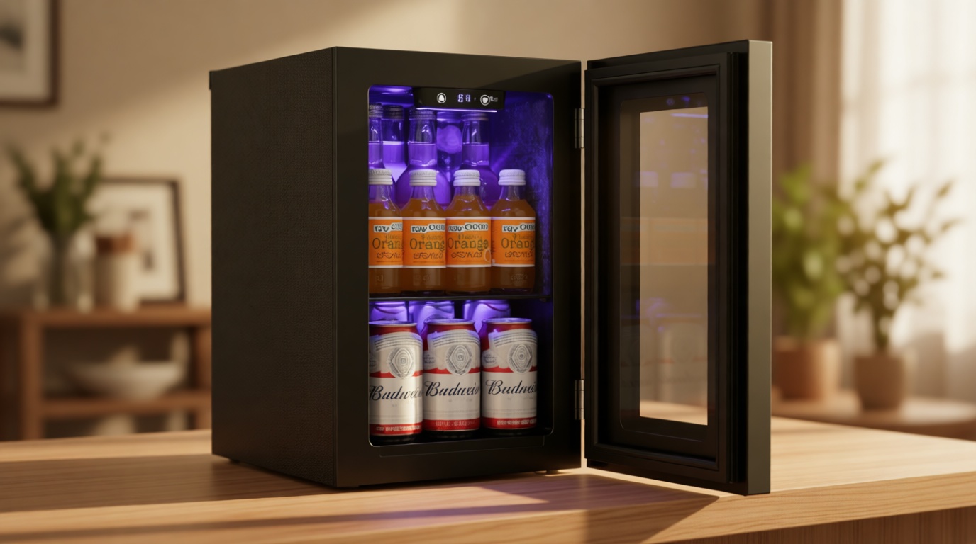 Antarctic Star 18L Beverage Refrigerator Cooler 24Can, Mini Fridge with Quiet Compressor, LED Light,Freestanding Small Fridge with Electronic Temperature Control for Home and Bar(40-61 ℉)