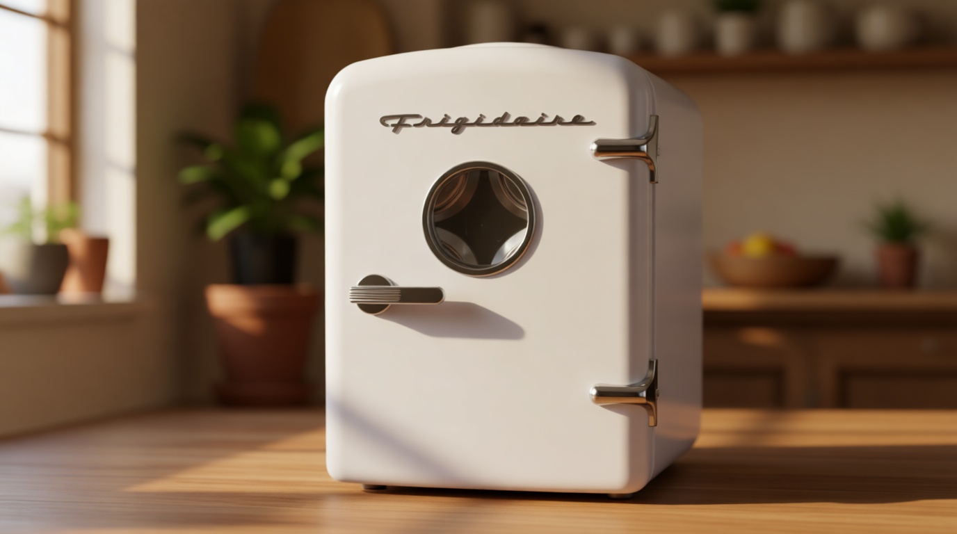 Frigidaire EFMIS171 Retro Mini Portable Personal Fridge - Ideal for Home, Office or Dorm - Includes Carrying Handle, AC/DC Wall/Car Charger (White)