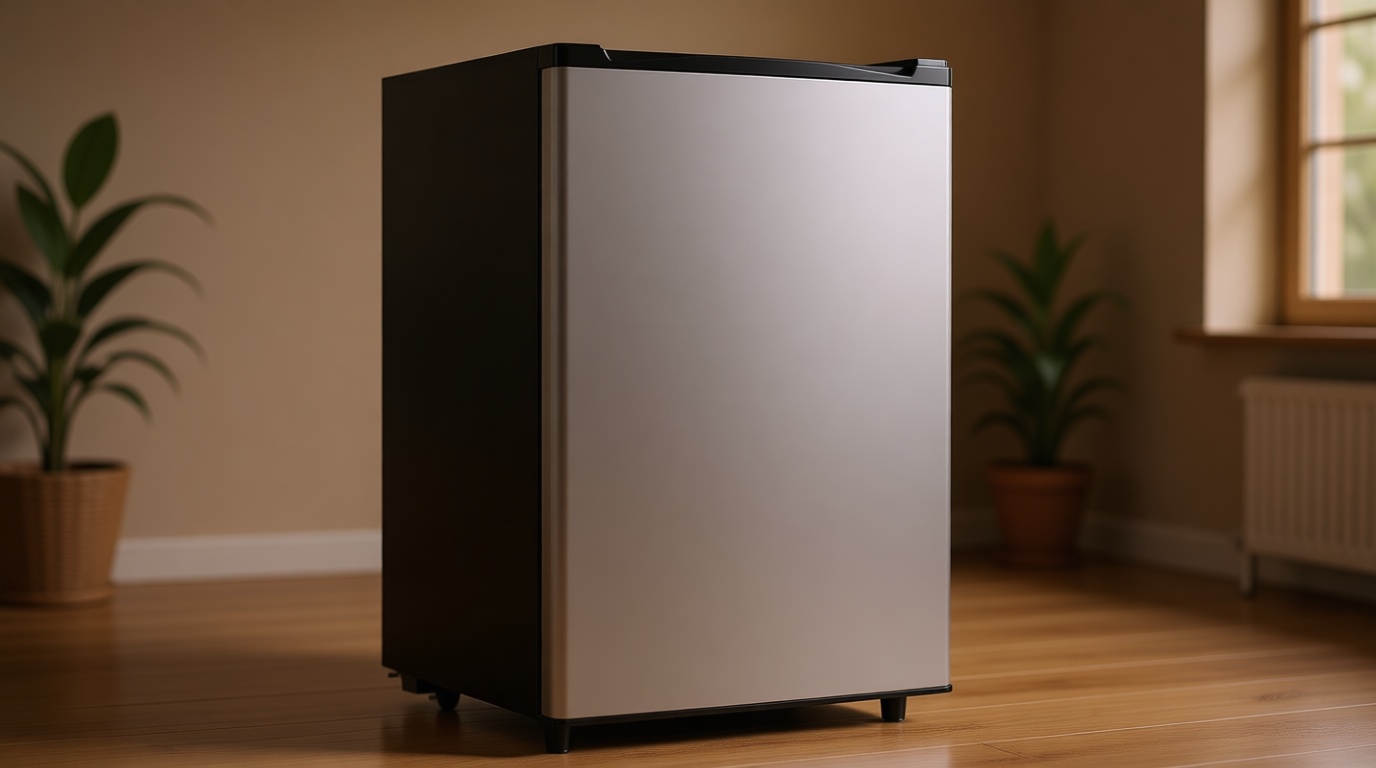 NEWBULIG Mini Fridge with Freezer 3.2 Cu.Ft Small Refrigerator for Office, Dorm, Small Fridge with Adjustable Thermostat, Energy Saving, Singel Door, Sliver