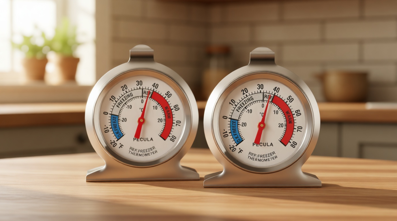 2 Pack Refrigerator Thermometer, 30-30°C/20-80°F, Classic Fridge Thermometer Large Dial with Red Indicator Thermometer for Freezer Refrigerator Cooler