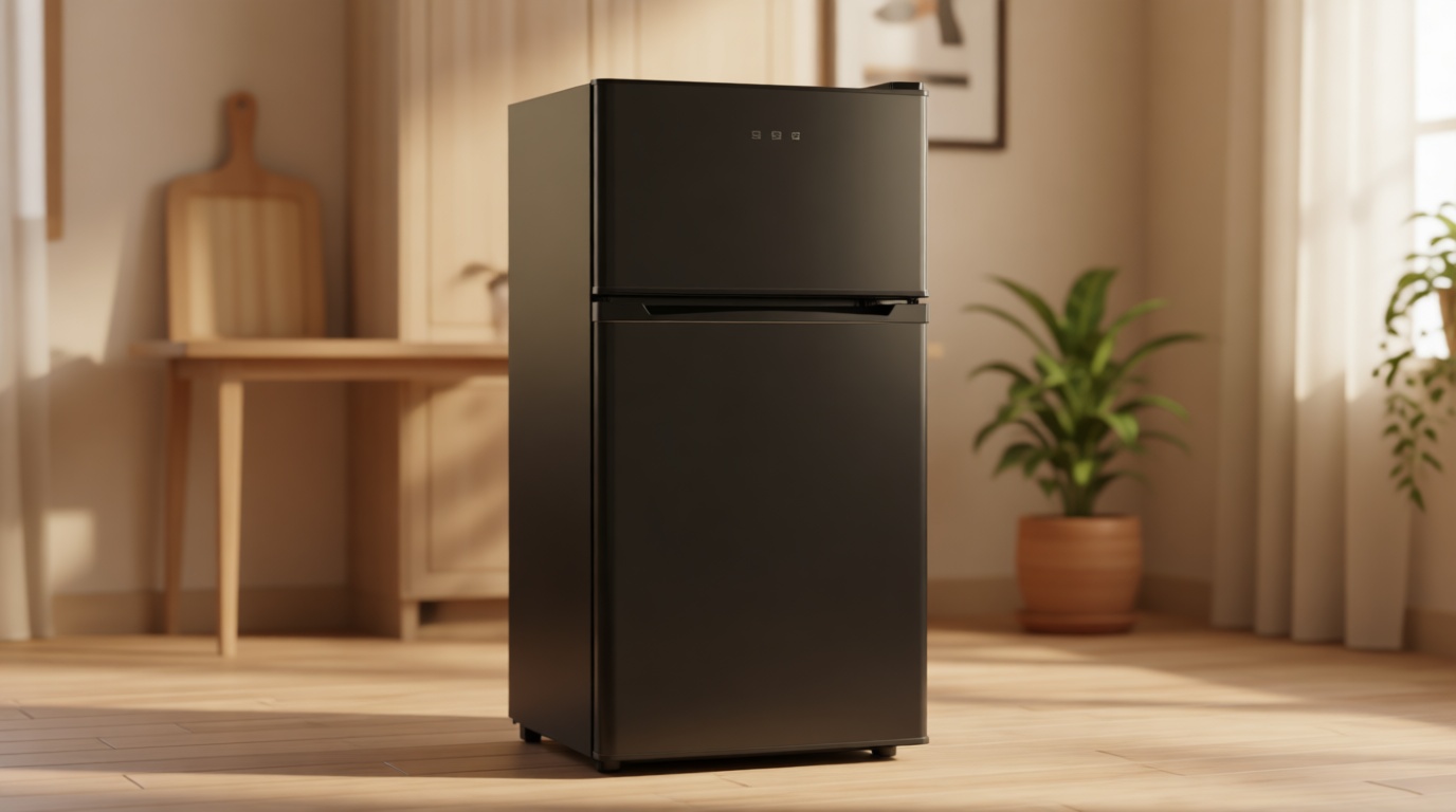 3.2 Cu.Ft Mini Fridge with Freezer, 2 Door Small Refrigerator with Adjustable Thermostat Energy-efficient Low Noise, Compact Fridge for Bedroom, Office, Dorm, Black