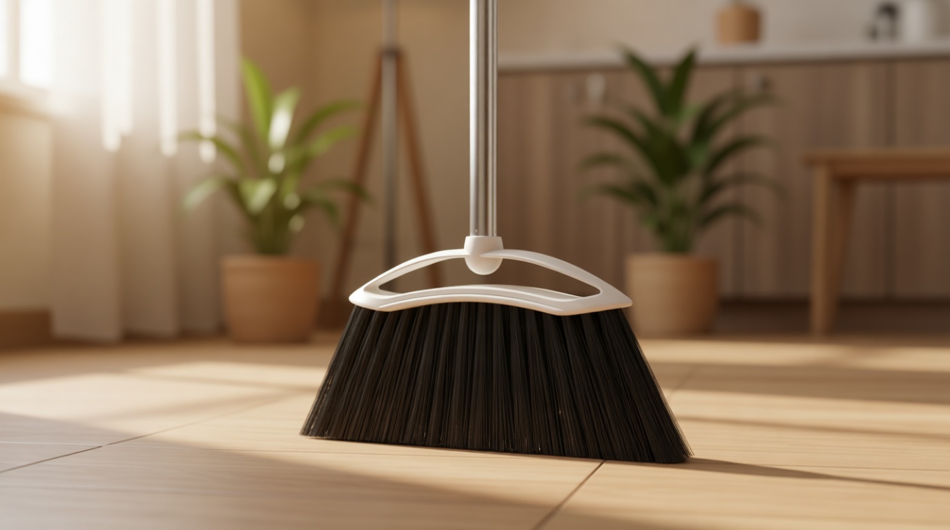 Heavy Duty Broom, 54-inch Adjustable Long Handle Angle Brooms Large Brooms for Sweeping Indoor and Outdoor Commercial Broom for Home Kitchen Patio Garage Porch Courtyard Classroom, White