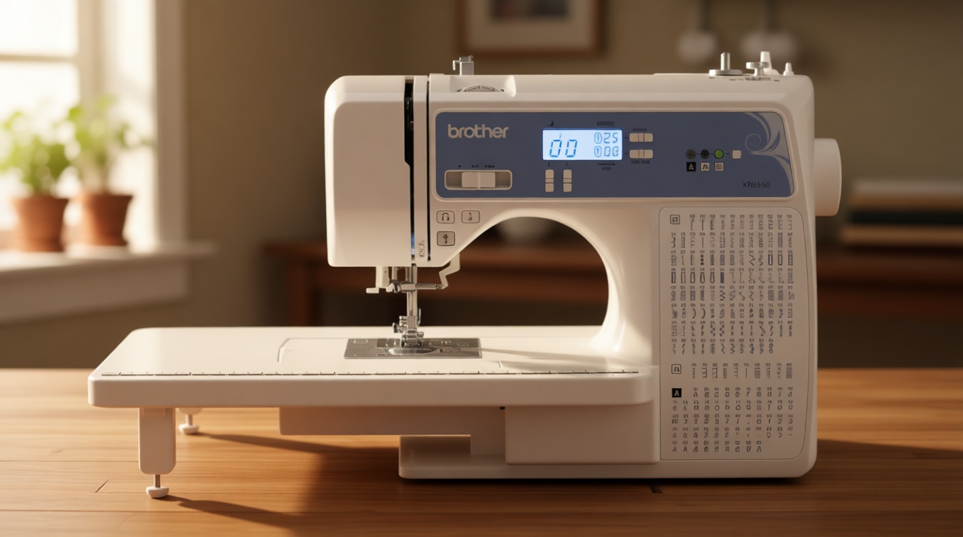 Brother XR9550 Sewing and Quilting Machine, Computerized, 165 Built-in Stitches, LCD Display, Wide Table, 8 Included Presser Feet, White