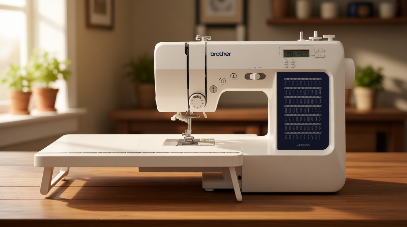 Brother CS7000X Computerized Sewing and Quilting Machine, 70 Built-in Stitches, LCD Display, Wide Table, 10 Included Feet, White