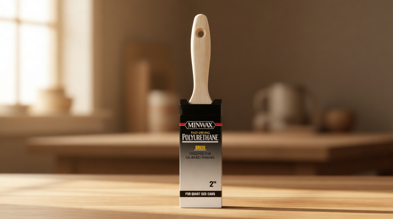 Minwax 427350008 Polyurethane 2" Trim-Black China Bristle Blend Brush/Roller/Applicator, 2 Inch, White