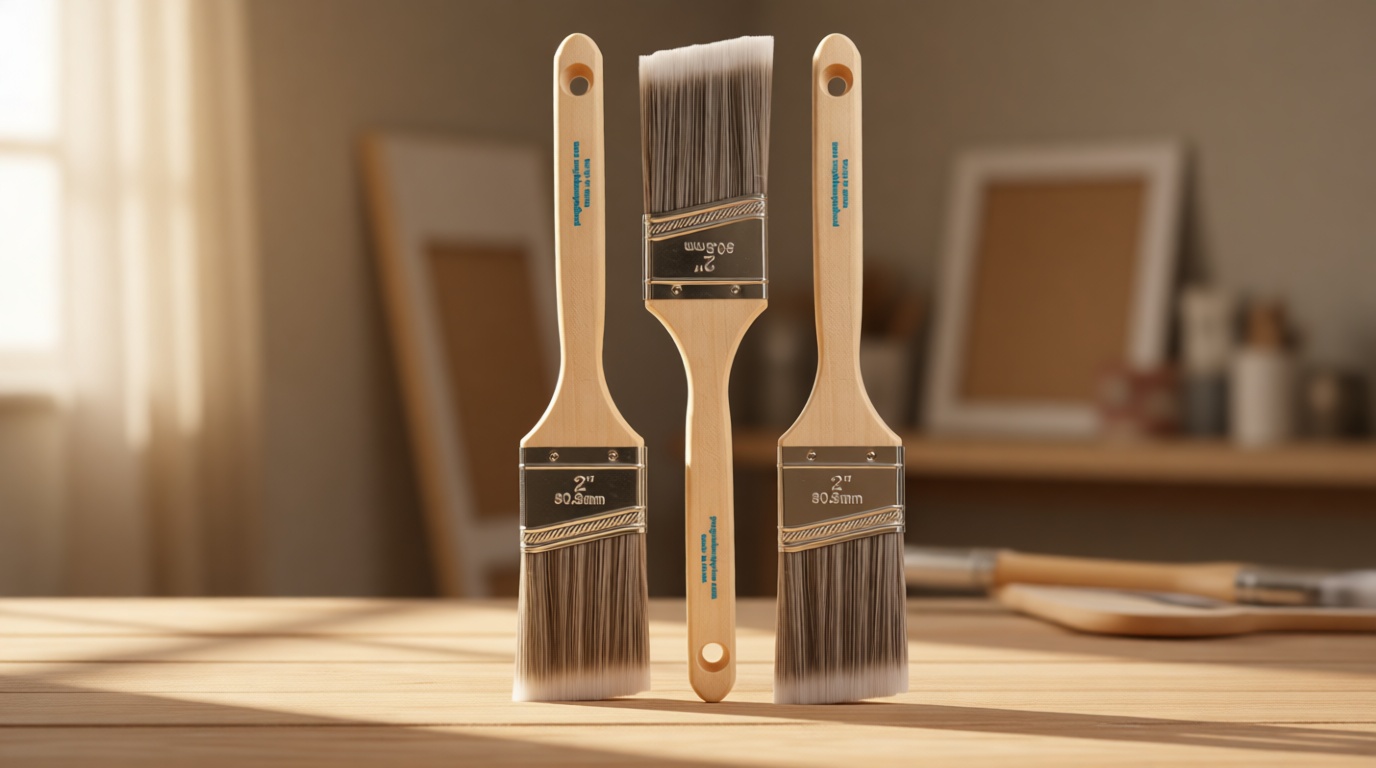 Pro Grade 2 Inch Angled Paint Brush (3 Pack) – Professional Angle Sash Brushes for Cutting in Trim, Walls, Cabinets & Detail Work – Works with Latex & Oil-Based Paint