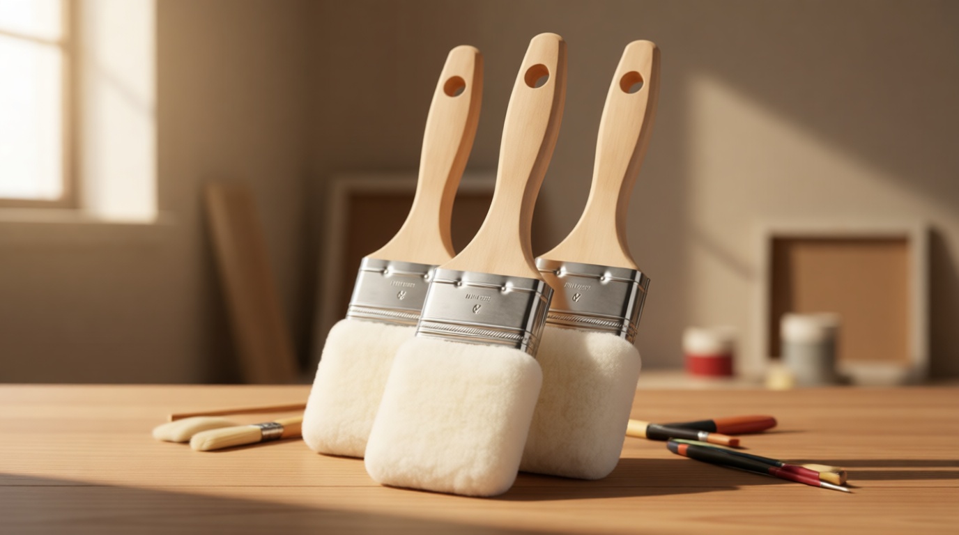 Lambskin Stain & Paint Brush - for use with All Latex and Oil Based Paints, Stains and Polyurethanes. Premium Lambskin - New and Patented Design (2 inch 3 Pack)