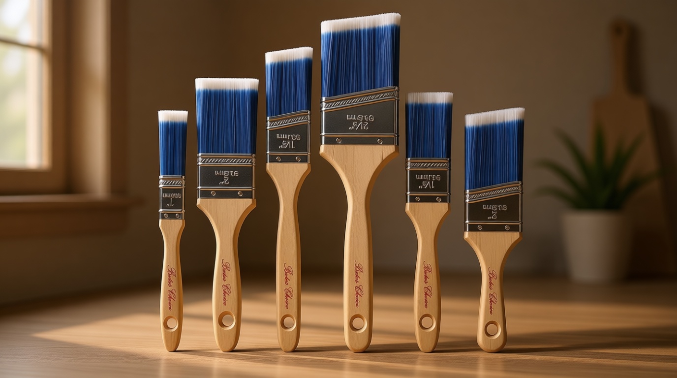 Bates- Paint Brushes, 6 Pack, Treated Wood Handle, Paint Brushes for Walls, Stain, Furniture