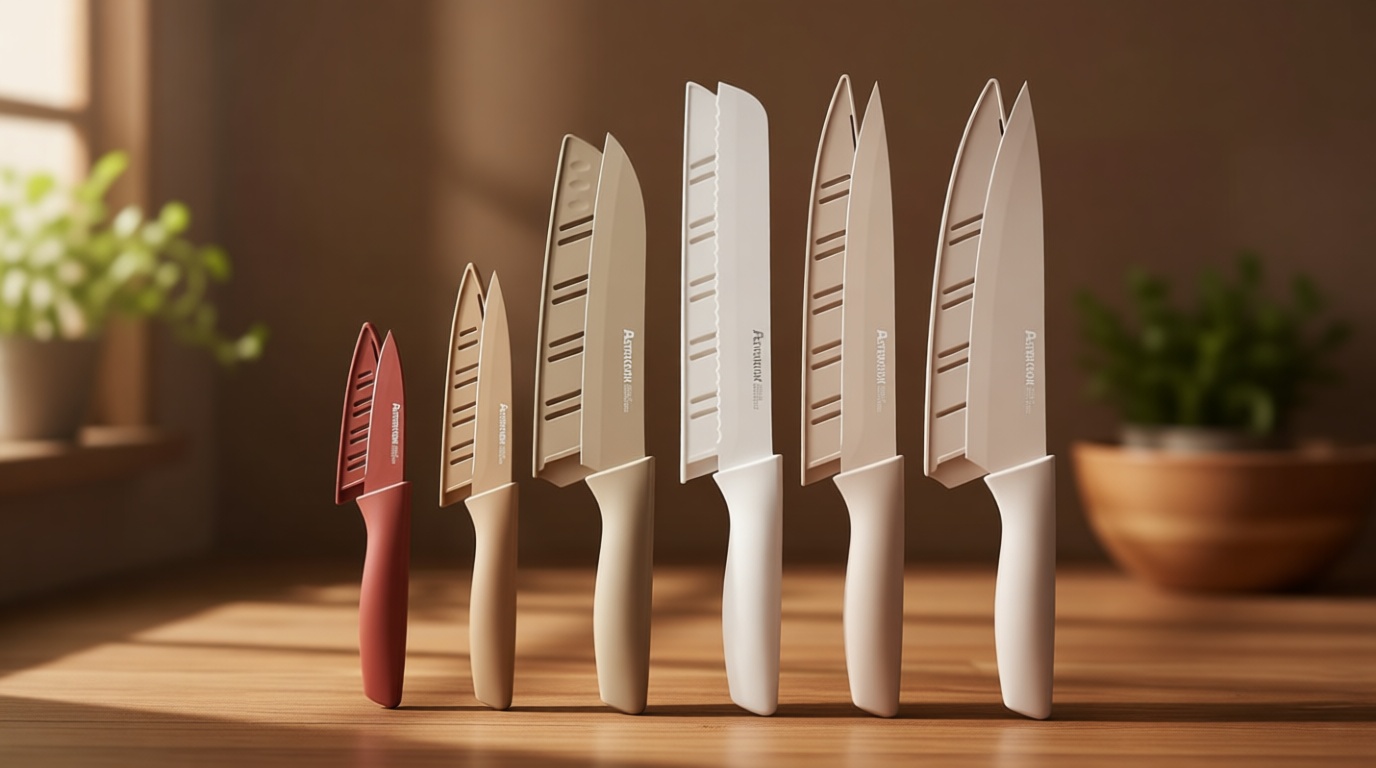 Astercook Knife Set, 13 Pieces Kitchen Knives Set with Healthy Anti-Rust Coating, Dishwasher Safe, Stainless Steel Chef Knife Sets with 6 Blade Guards, Perfect Holiday Gifts for Kitchen