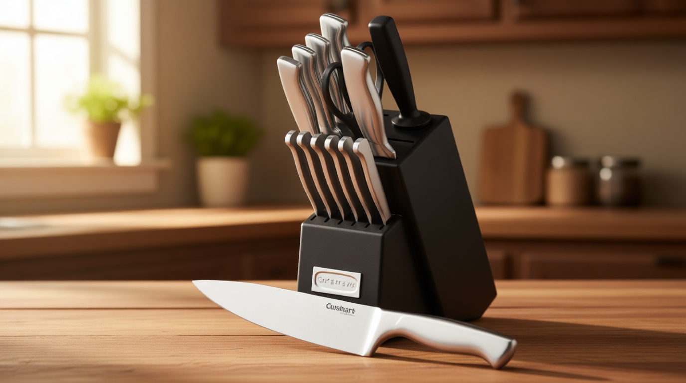 Cuisinart Stainless Steel Hollow Handle 15-Piece Cutlery Block Set, Kitchen Knife Set with Steel Blades for Precise Cutting, Durable Knives with Ergonomic Handles, C77SS-15PK