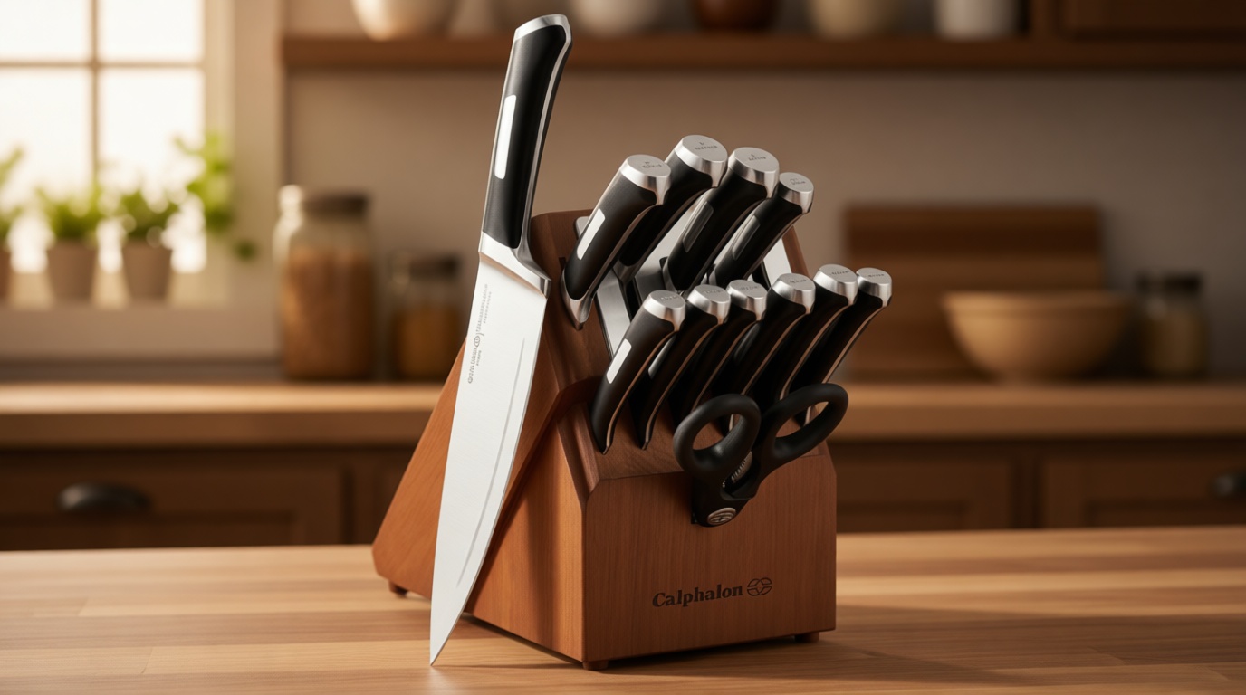 Calphalon Kitchen Knife Set with Self-Sharpening Block, 13-Piece NonStick Knives