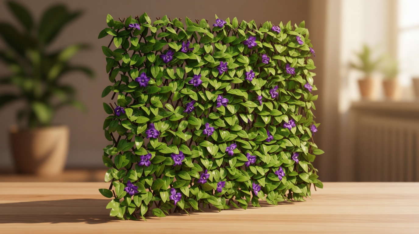 Sumery Expandable Fence Privacy Screen for Balcony Patio Outdoor,Decorative Faux Ivy Fencing Panel,Artificial Hedges (Single Sided Leaves) (1, Purple Flowers)