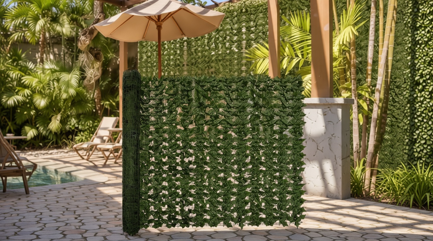 Artificial Ivy Privacy Fence Screen: 60" by 140" (58.5 SQFT) UV-Anti Faux Hedge Fence and Fake Ivy Vine Leaf Wall Panels for Indoor&Outdoor Green Backdrop, Garden Greenery Decor ClimeCo Certified