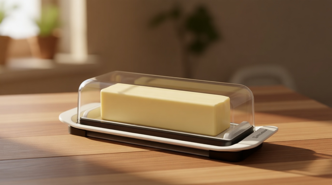 KITCHENDAO Airtight Butter Dish with Lid for Countertop and Refrigerator Door Shelf, Butter Keeper, Plastic Butter Holder Tray Container for West/East Coast Butter, White