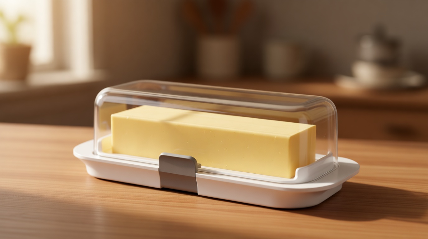Pisol Butter Dish with Lid for Countertop and Refrigerator Door Shelf, Airtight Butter Keeper Container, Butter Holder for East/West Coast Butter, BPA-free, Microwave/Dishwasher Safe Global Recycled Standard