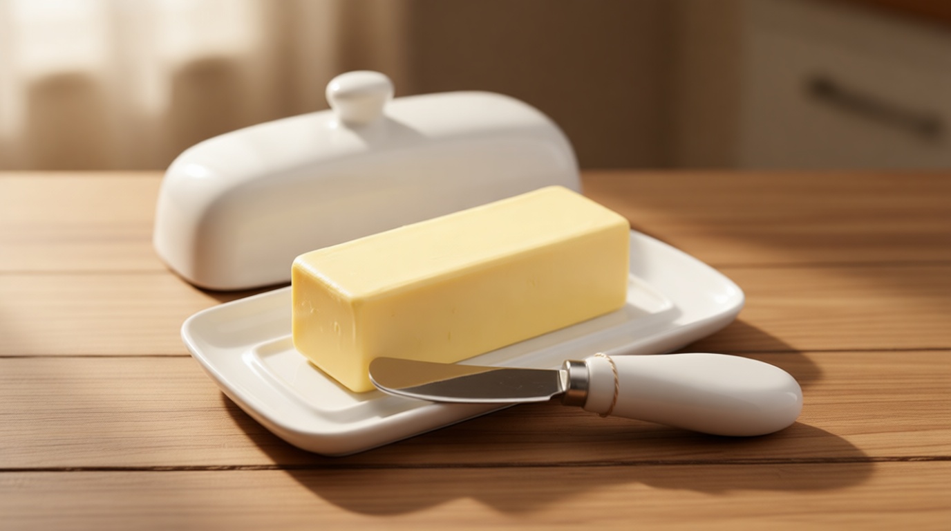 Zulay Kitchen Ceramic Butter Dish with Lid For Countertop & Stainless Steel Knife – Keeps Butter Soft & Fresh – White Butter Dish with Easy-Grip Knob, Durable & Everyday Butter Holder for Home - White
