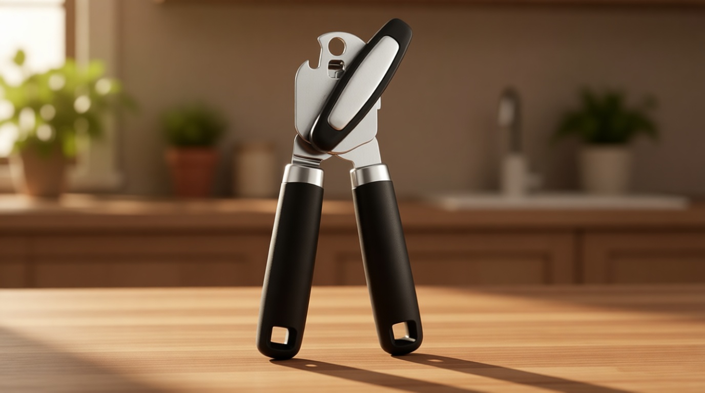 GORILLA GRIP Heavy Duty Stainless Steel Smooth Edge Manual Can Opener and Bottle Openers, US Designed, Soft Comfortable Handle, Oversized Handheld Turn Knob, Multifunctional Kitchen Tool, Black ClimatePartner certified