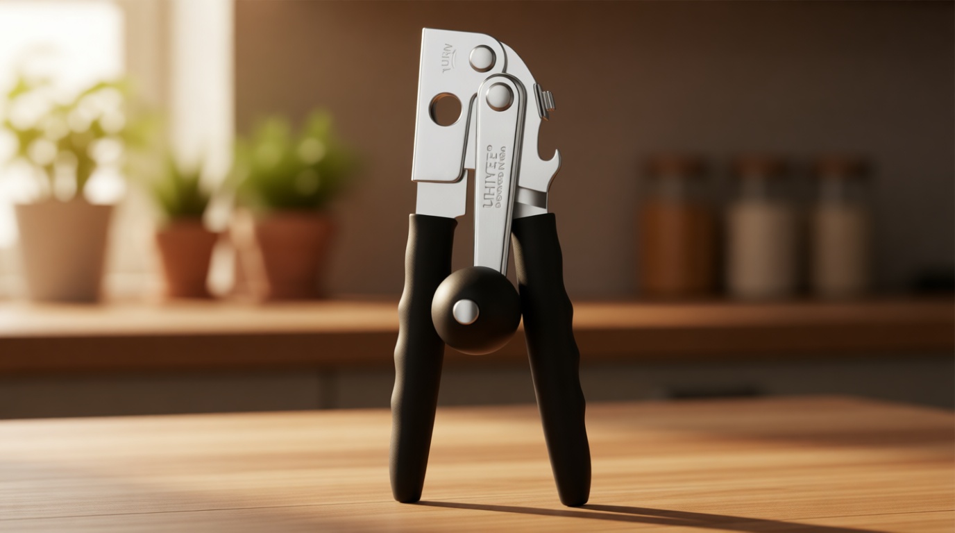 Commercial Can Opener, UHIYEE Hand Crank Can Opener Manual Heavy Duty with Comfortable Extra-long Handles, Oversized Knob, Large Handheld Can Open Easy for Big Cans, Black