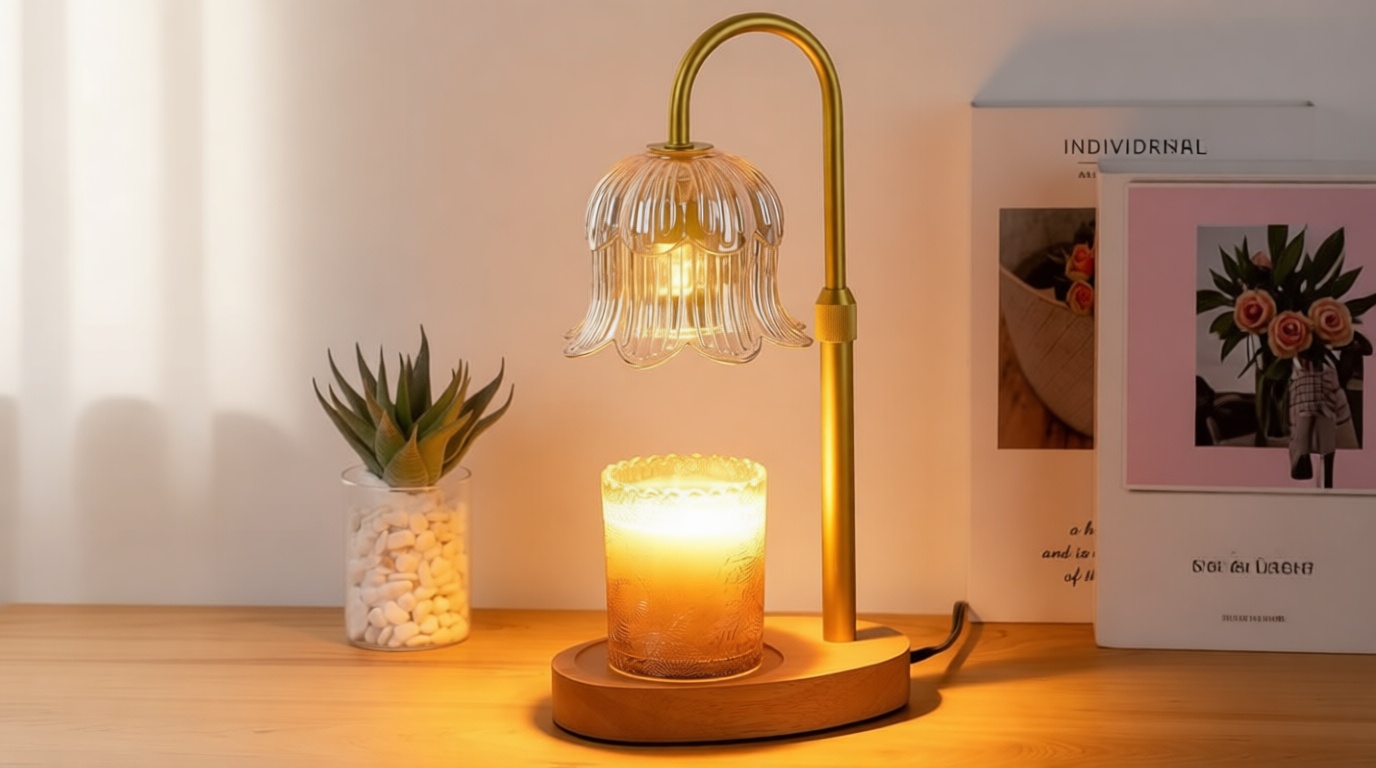 CRMILL Candle Warmer Lamp Electric Timer - Candles Warming Light Height Adjustable Dimmable Warmers Flower Lamps No Flame Heat Warm Melt Wax Jar Modern Home Decor Table Lights for Home Living Bedroom