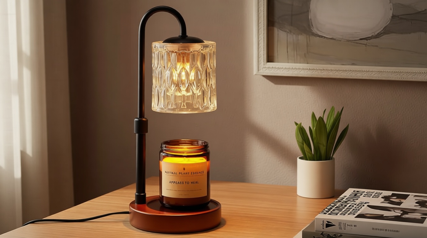 Briever Dimmable Candle Warmer Lamp with Timer, Height Adjustable Electric Candle Wax Warmer, Christmas Birthday Gifts for Women Mom, House Housewarming Gifts New Home Room Decor, Walnut Solid Wood Base