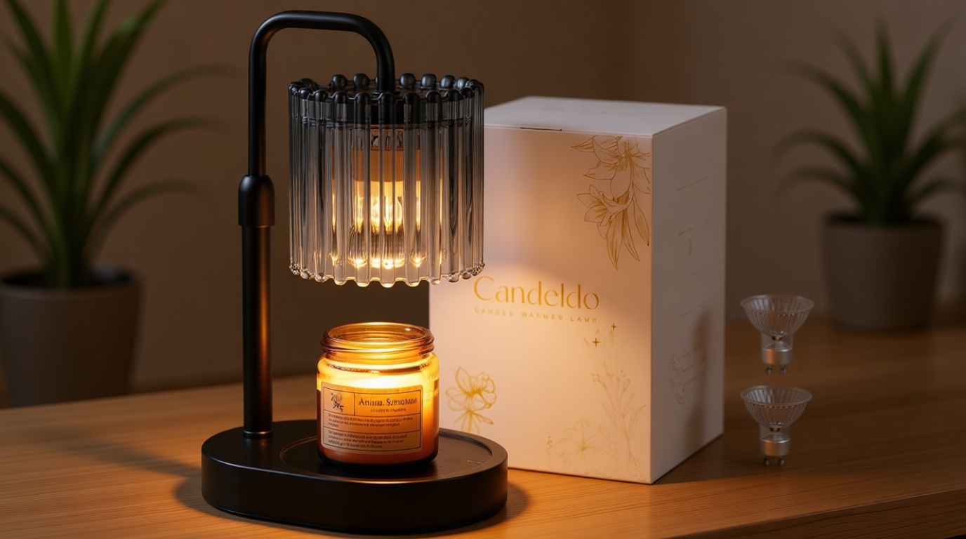 Candeldo Candle Warmer Lamp with Timer: Black Candle Warming Lamp Height Adjustable Wax Melt Warmer Dimmable Modern Farmhouse New Home Bedroom Decor Mothers Day Housewarming Gift for Women