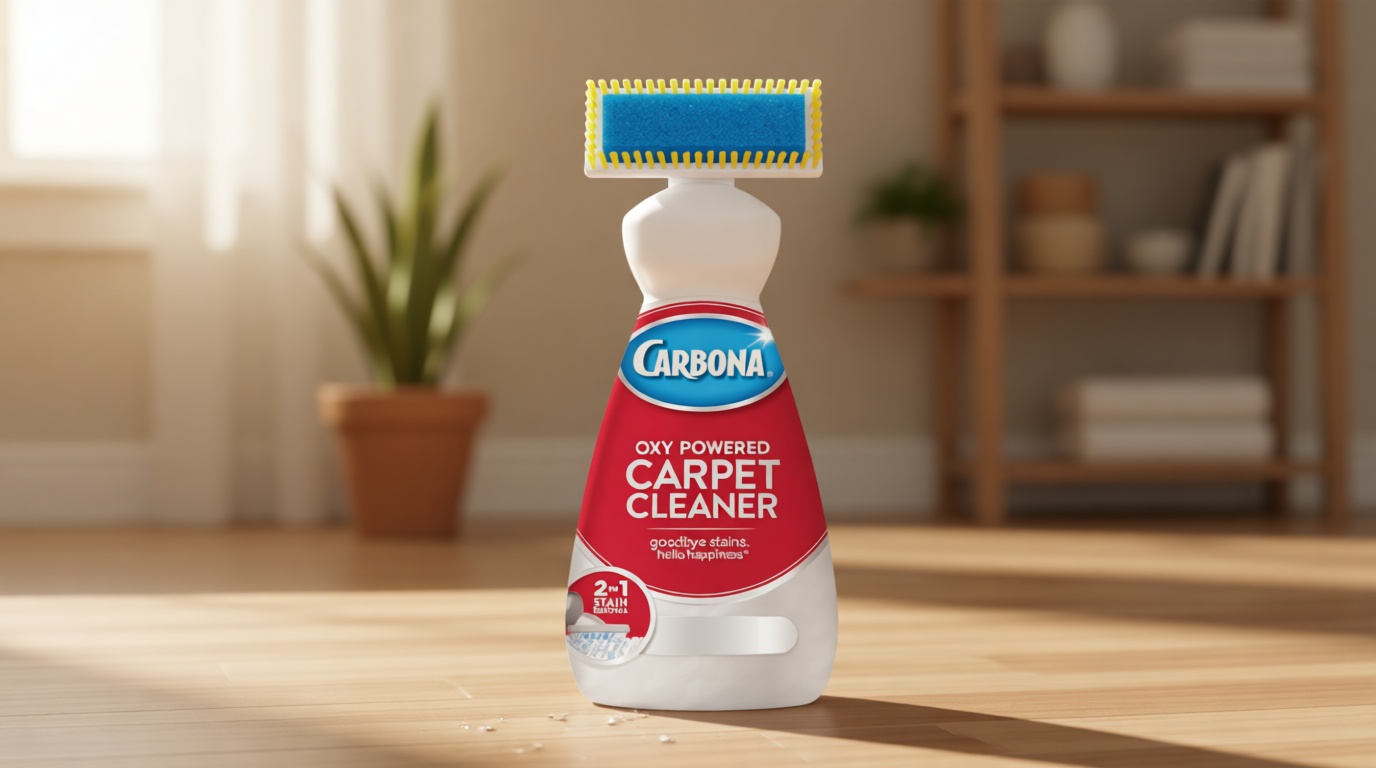 Carbona 2-in-1 Oxy-Powered Carpet Cleaner (13.5 Fl Oz), Spot Cleaner with Dual Sponge & Bristle Applicator for Targeted Cleaning, Fast Formula
