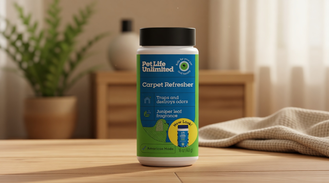 Pet Life Unlimited Carpet Deodorizer Powder, 16 oz, Strong Pet Odor Eliminator & Carpet Freshener, Plant-Based Juniper Leaf Scent, Pet Safe (Pack of 1)