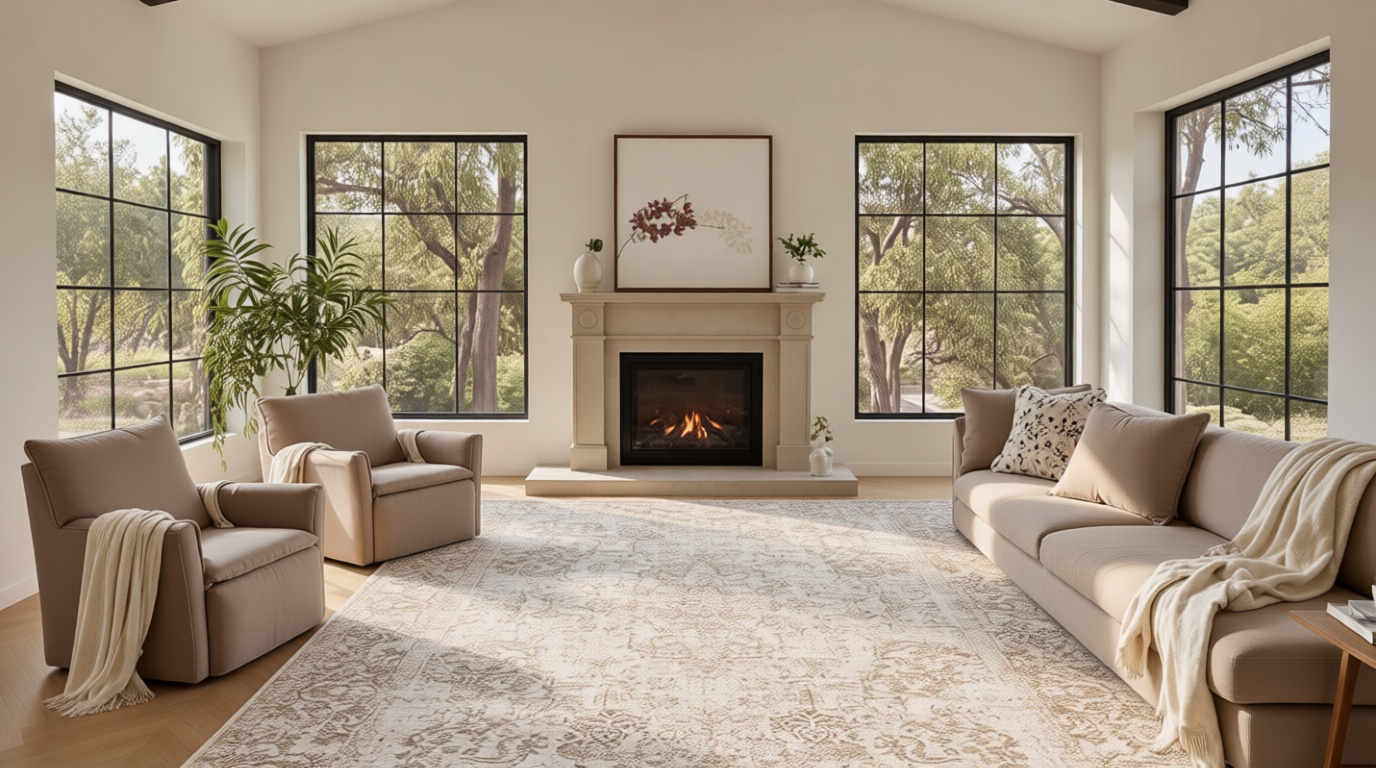 Rugxara 8x10 Area Rugs,Large Rugs for Living Room,Washable Neutral Rug, Vintage Boho Rugs for Office, Kids Room, Farmhouse, Durable Low Pile Non Slip Carpet for High Traffic Areas, Light Bown OEKO-TEX STANDARD 100