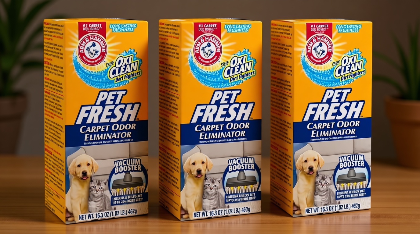 Arm & Hammer Pet Fresh Carpet Odor Eliminator Plus Oxi Clean Dirt Fighters (Pack of 3), 48.9 Ounce