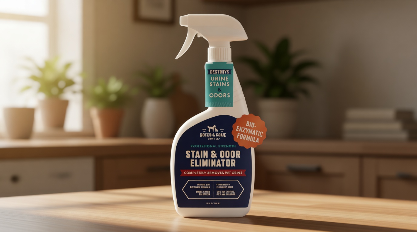 Rocco & Roxie Supply Co. Stain & Strong Odor Eliminator, Enzyme Cleaner, Pet Odor Eliminator for Home - Carpet Stain Remover for Cats & Dog Pee - Urine Destroyer - Carpet Cleaner Spray Clear, 32 Fl Oz