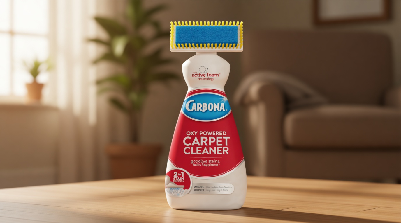 Carbona 2-in-1 Oxy-Powered Carpet Cleaner (13.5 Fl Oz), Spot Cleaner with Dual Sponge & Bristle Applicator for Targeted Cleaning, Fast Formula