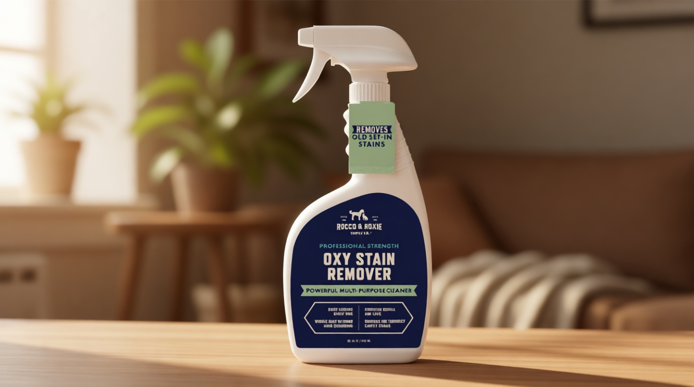 Rocco & Roxie Oxy Stain Remover - Oxygen Powered Carpet Cleaner Spray - Pet Stain Remover for Carpet, Spot Cleaner for Upholstery, Couch, Laundry, Rug, Clothes, Car Seat, Mattress, Sofa, and More