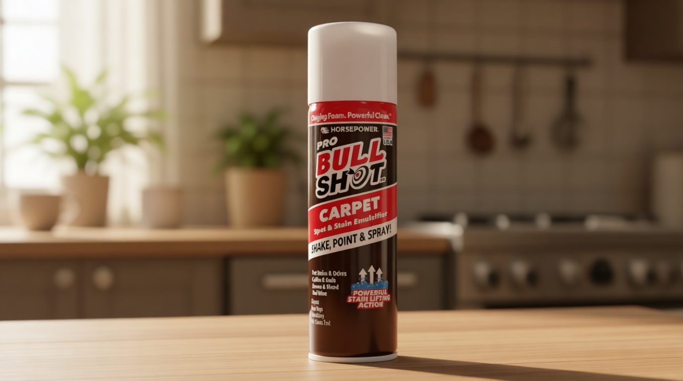 Horsepower Bull Shot Carpet Spot & Stain Remover, AS SEEN ON TV, Made In USA, Just Point & Spray, Stain-Lifting Foam-Action, Coffee, Soda, Wine, Grease, New & Old Stains & More