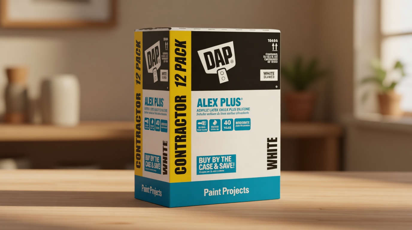 DAP Alex Plus Acrylic Latex Caulk, White, 10.1 Oz, 12 Pack (7079818152)