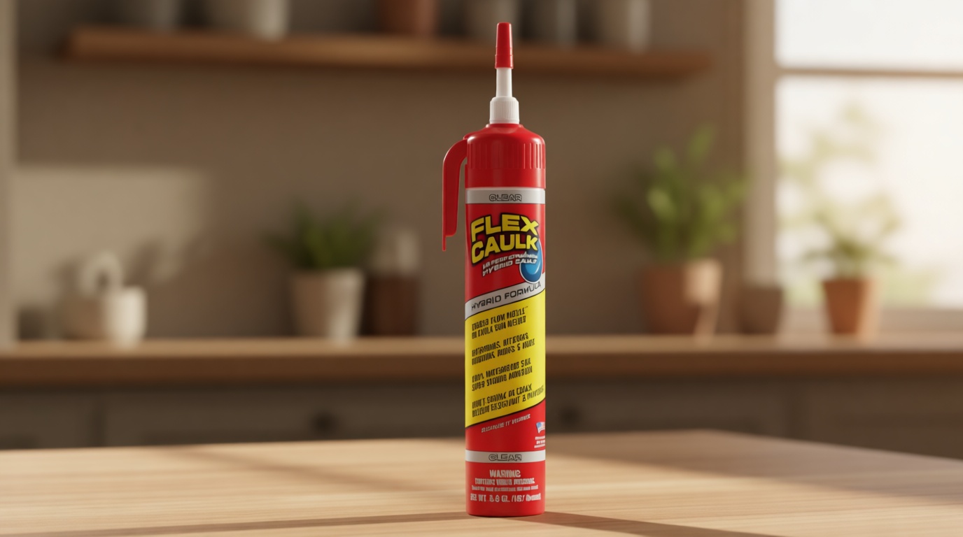 Flex Caulk, Waterproof & Weatherproof Hybrid Polymer Sealant, Strong, Paintable, Indoor, Outdoor, Bath, Shower, Sink, Window, Baseboards, Door, RV, Roof, Wood, Auto & Marine, Clear, 6.6 oz, 1-Pack