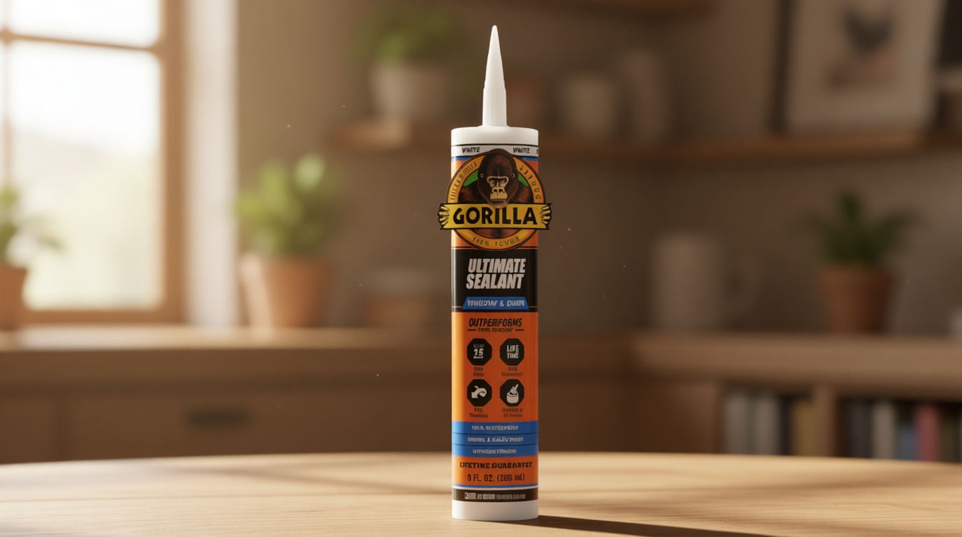 Gorilla Ultimate Sealant Window & Door Caulk, Paintable & Waterproof, 9 oz Cartridge, White