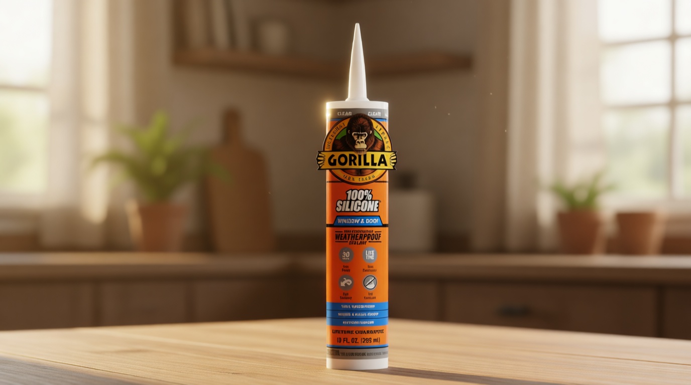 Gorilla 100% Silicone Sealant Caulk Window & Door, 10 Ounce Cartridge, Clear