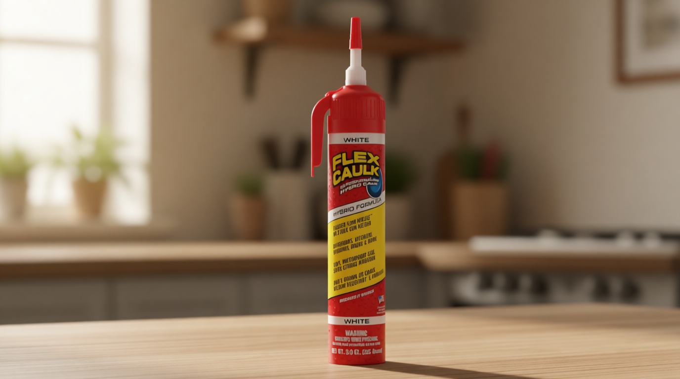 Flex Caulk, Waterproof & Weatherproof Hybrid Polymer Sealant, Strong, Paintable, Indoor, Outdoor, Bath, Shower, Sink, Window, Baseboards, Door, RV, Roof, Wood, Auto & Marine, White, 9 oz, 1-Pack