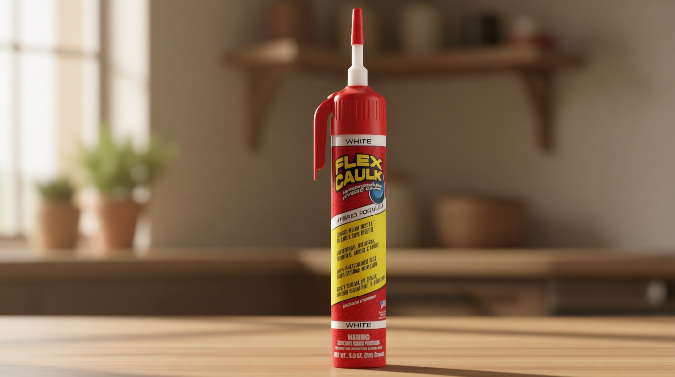 Flex Caulk, Waterproof & Weatherproof Hybrid Polymer Sealant, Strong, Paintable, Indoor, Outdoor, Bath, Shower, Sink, Window, Baseboards, Door, RV, Roof, Wood, Auto & Marine, White, 9 oz, 1-Pack