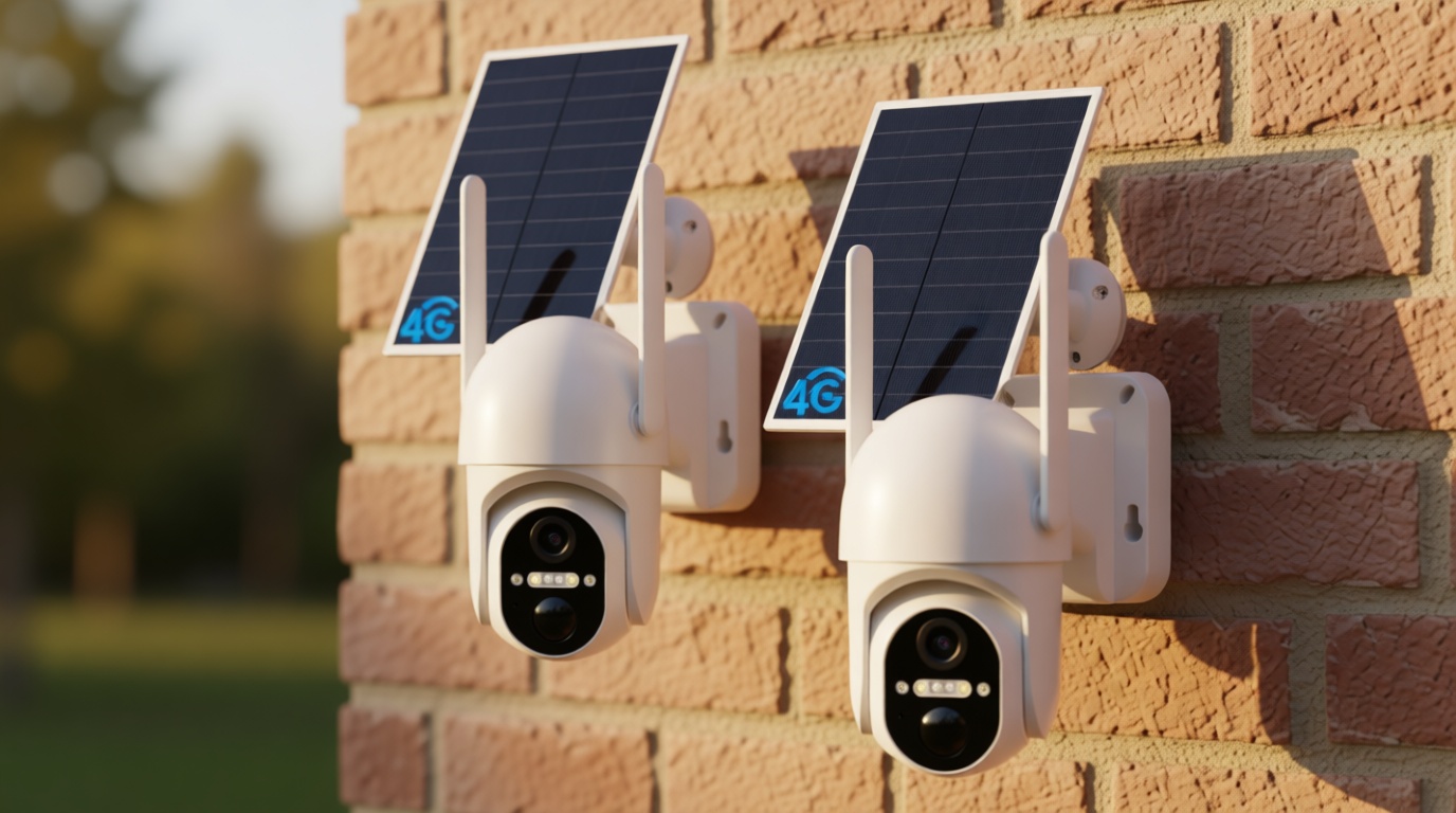 ELYSOO 4G LTE Cellular Security Camera, 2 Pack Solar Powered Outdoor Cameras No WiFi Needed for Farm&Ranch, 360° View, 2K Night Vision, Includes SIM Card(Support Verizon/AT&T/T-Mobile) - White