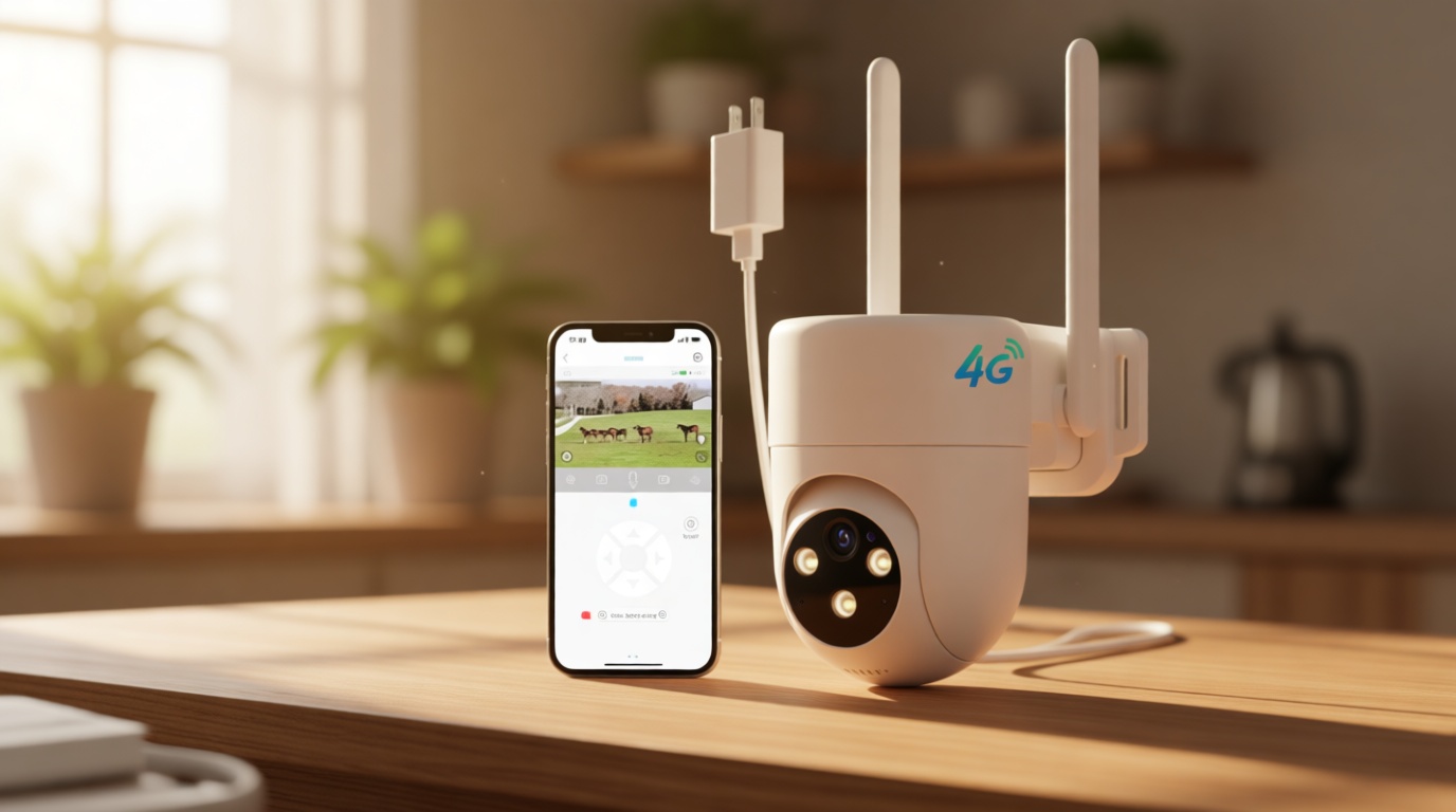 LIWAN 4G LTE Cellular Security Camera Wired, No WiFi Security Camera Outdoor Indoor, Plug-in for 24/7 Recording, 2K Color Night Vision, 360° View, 2-Way Talk, Built-in SIM Card, White, 1 Pack