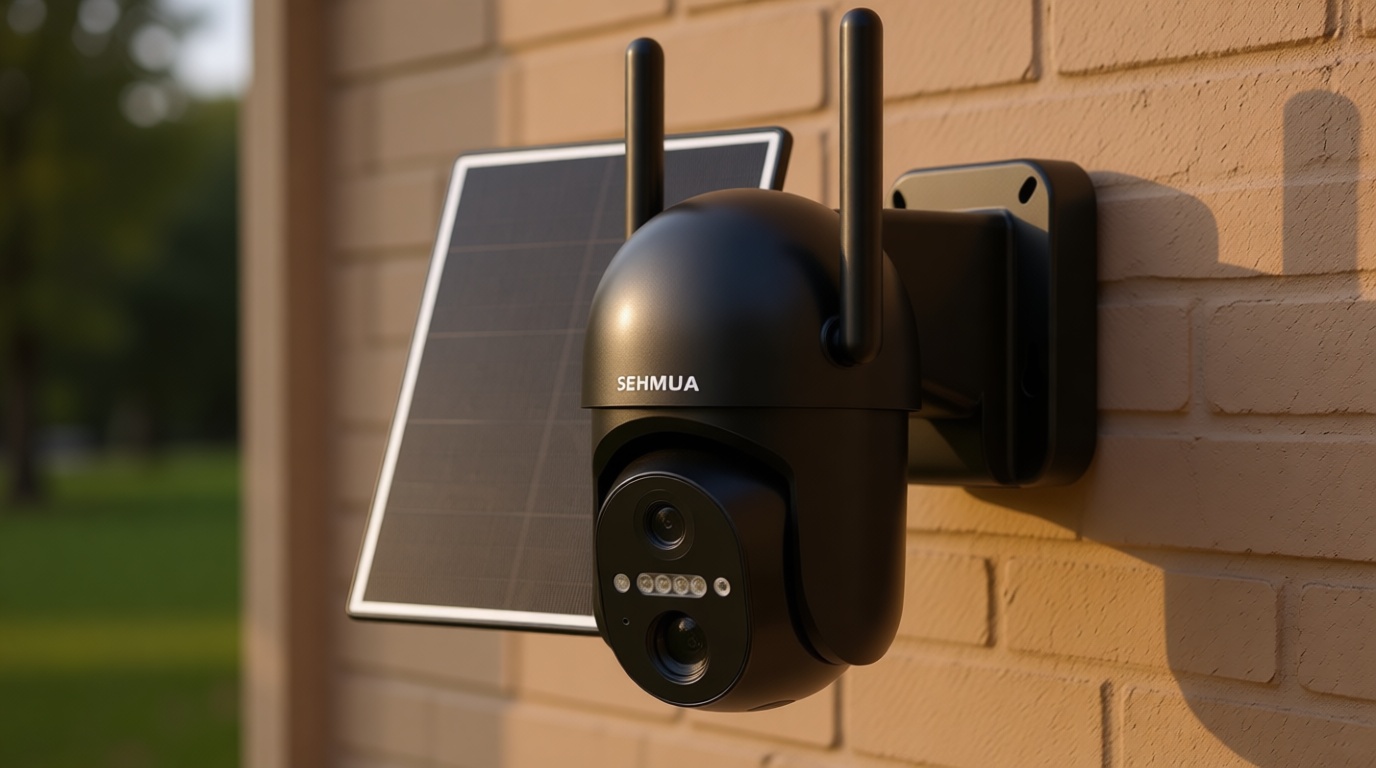 SEHMUA 4G LTE Cellular Solar Security Camera Wireless Outdoor, No WiFi Solar Powered Camera, 360° Live View, 2K Color Night Vision, PIR Motion Sensor, 2 Way Talk, Built in SIM Card ClimatePartner certified